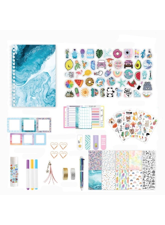 دايتويز مجموعة دفاتر يوميات يدوية الصنع، 100 قطعة + مجموعة تدوين يوميات للفتيات المراهقات، ومجموعة لوازم سجل القصاصات والمذكرات، أفكار هدايا عيد ميلاد للفتيات المراهقات من عمر 8-14 سنة فما فوق. - Image 1