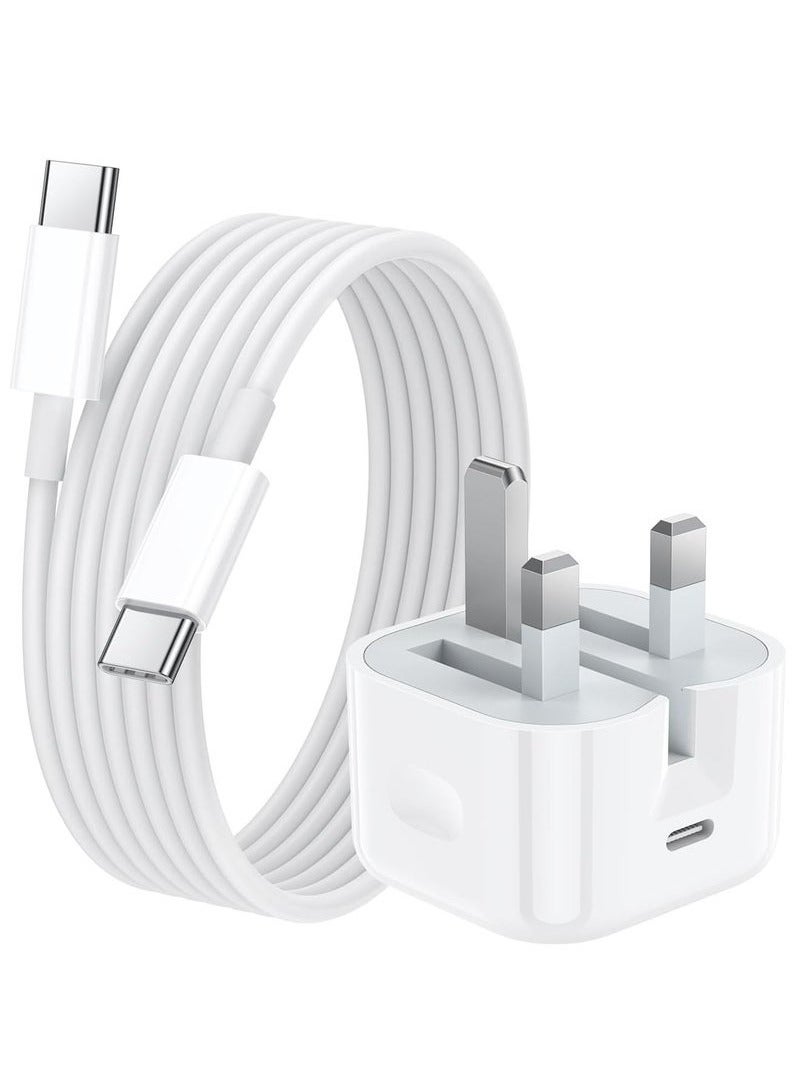 20W USB C Wall Charger For iPhone 16 15 Fast Charging ,1M Charger Cable Type C to C Compatible with iPhone 16/16 Pro/16 Pro Max/iPhone 15/15 Pro/15 Pro Max 14 13 12 11 iPad Samsung Galaxy Xiaomi One