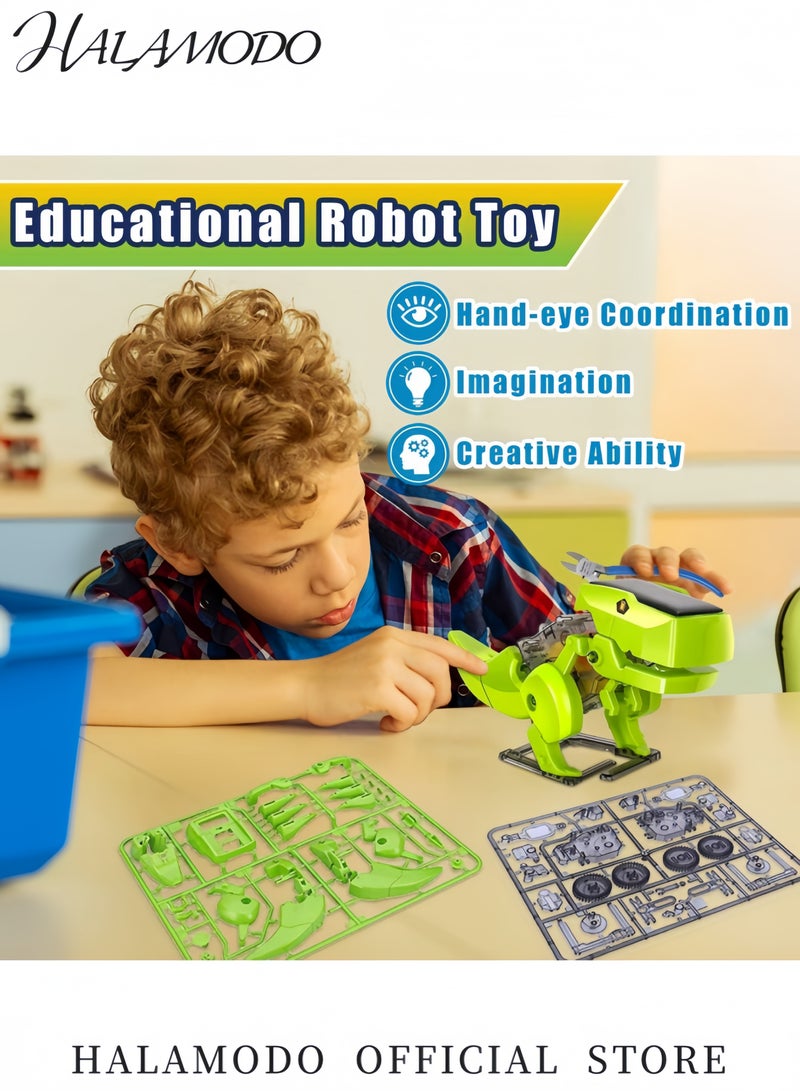 HALAMODO 3-in-1 Solar Powered Robot Dinosaur Drilling Machine Toy Kit STEM Educational Eco-Friendly Buildable Toy Solar Energy Powered Construction Set for Kids - Image 2