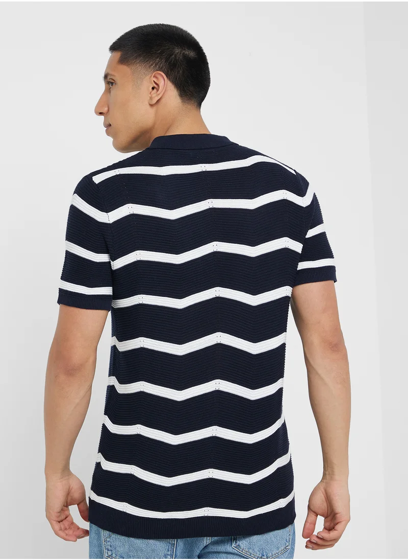 BRAVE SOUL Milan Knitted Striped Shirt