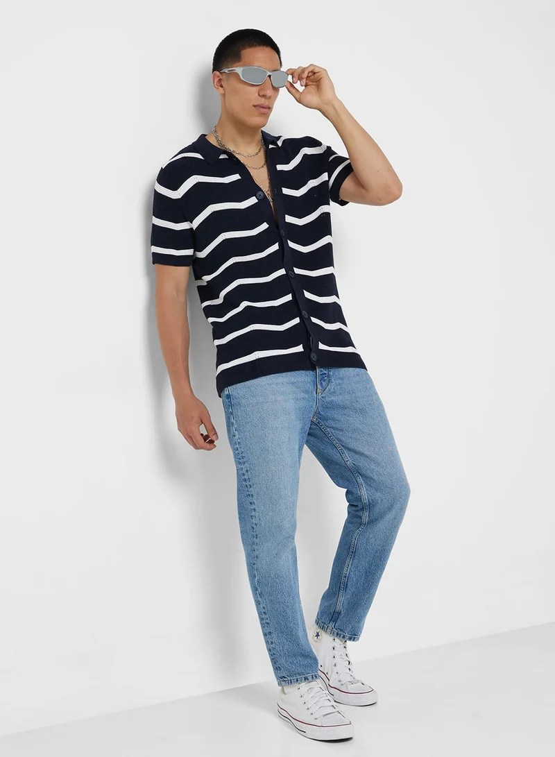 BRAVE SOUL  Milan Knitted Striped Shirt for Men | Best Price UAE