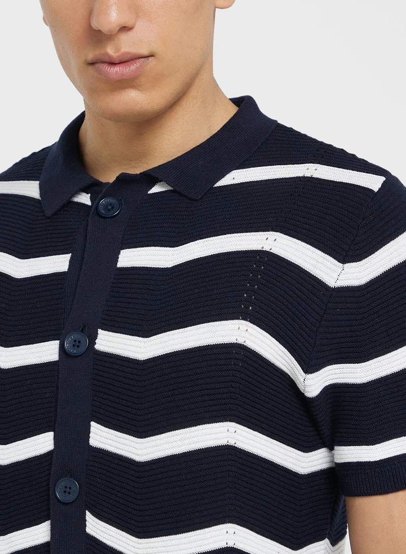 BRAVE SOUL  Milan Knitted Striped Shirt for Men | Best Price UAE