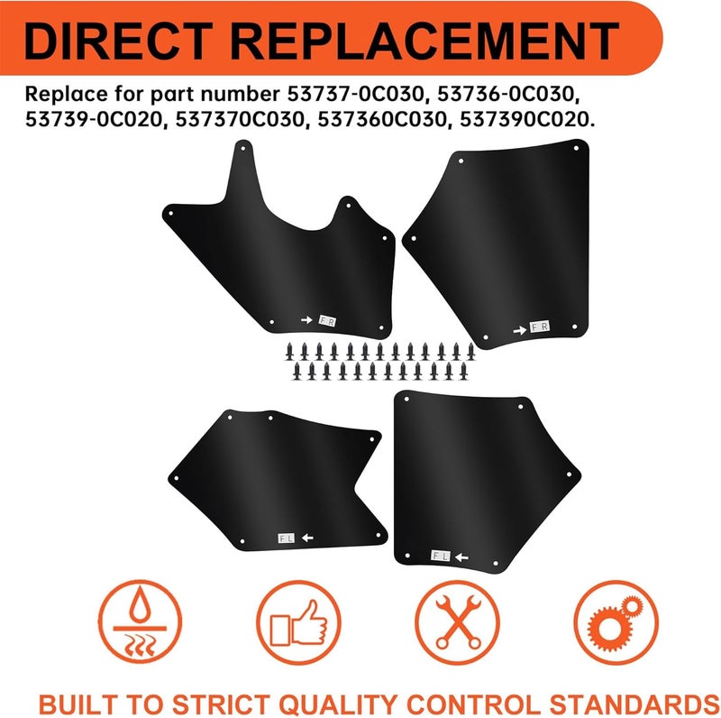 ECOTRIC Splash Guards Fender Liner Shields Compatible with 2007-2022 Toyota Tundra Sequoia Replacement for 537370C030 537360C030 537390C020 Front Fender Aprons Seals Mud Flaps Mudguards w/Clips 4Pcs Flexible use switching - Image 3