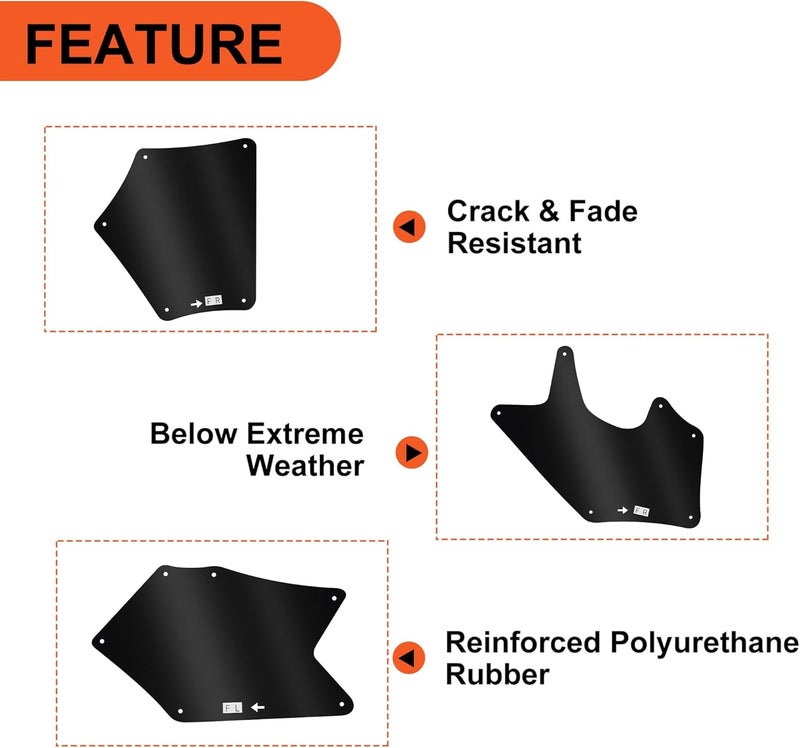 ECOTRIC Splash Guards Fender Liner Shields Compatible with 2007-2022 Toyota Tundra Sequoia Replacement for 537370C030 537360C030 537390C020 Front Fender Aprons Seals Mud Flaps Mudguards w/Clips 4Pcs Flexible use switching - Image 4