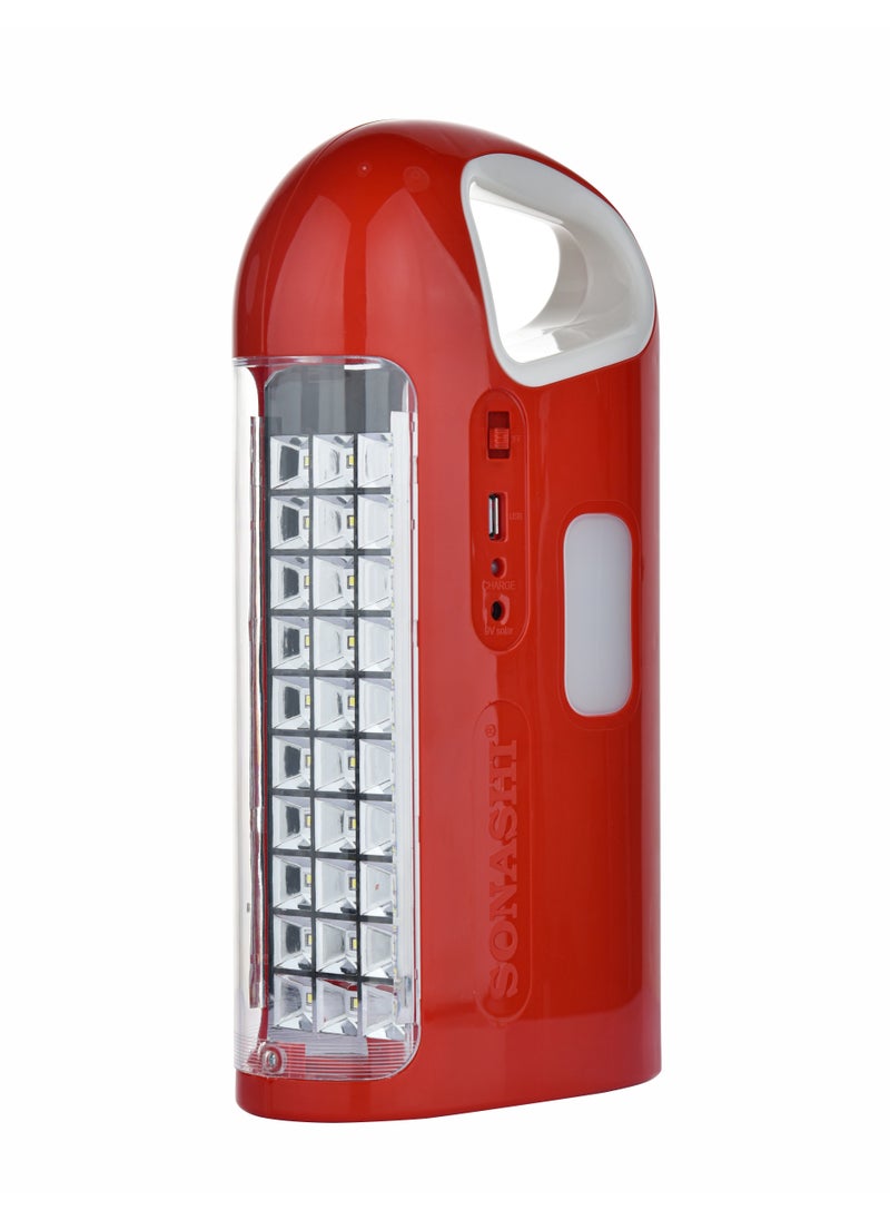 SONASHI - Rechargeable Emergency Lantern And LED Torch Combo with Solar Charge and Power Bank Function  Working Time  40 Hours (Bright Mode) with Overheat Protection  Best for Camping and Indoors SEL-3366 Red - Image 1