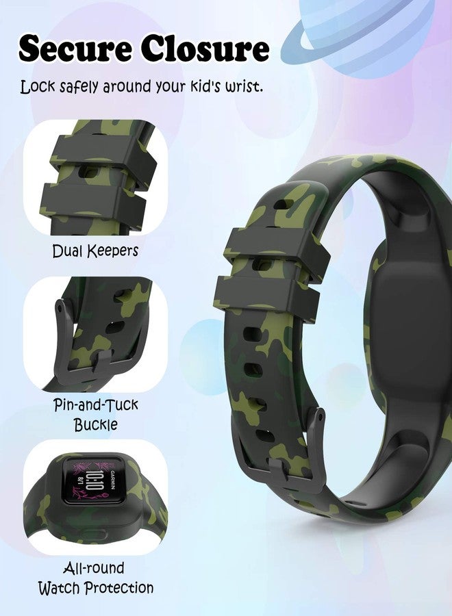 MoKo 3-Pack Strap Compatible with Garmin Vivofit jr. 3 Fitness Tracker, Soft Silicone Adjustable Replacement Band Wristband Bracelet, Camouflage Blue/Camouflage Gray/Camouflage Green - Image 4