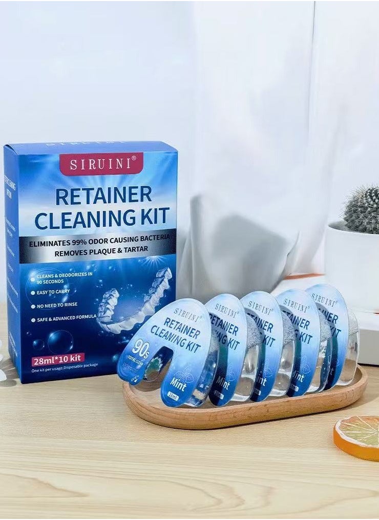 Siruini - Portable denture cleaning liquid,99% sterilisation and deodorisation disposable denture retainer,brace special cleaning liquid - Image 1