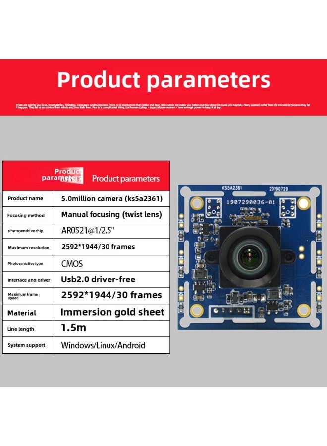 USB Interface High Camera Module 5 Million Macro Camera Detection Document Camera-Color:Module + Three Color Shell (please Note The Lens And Color) - Image 3