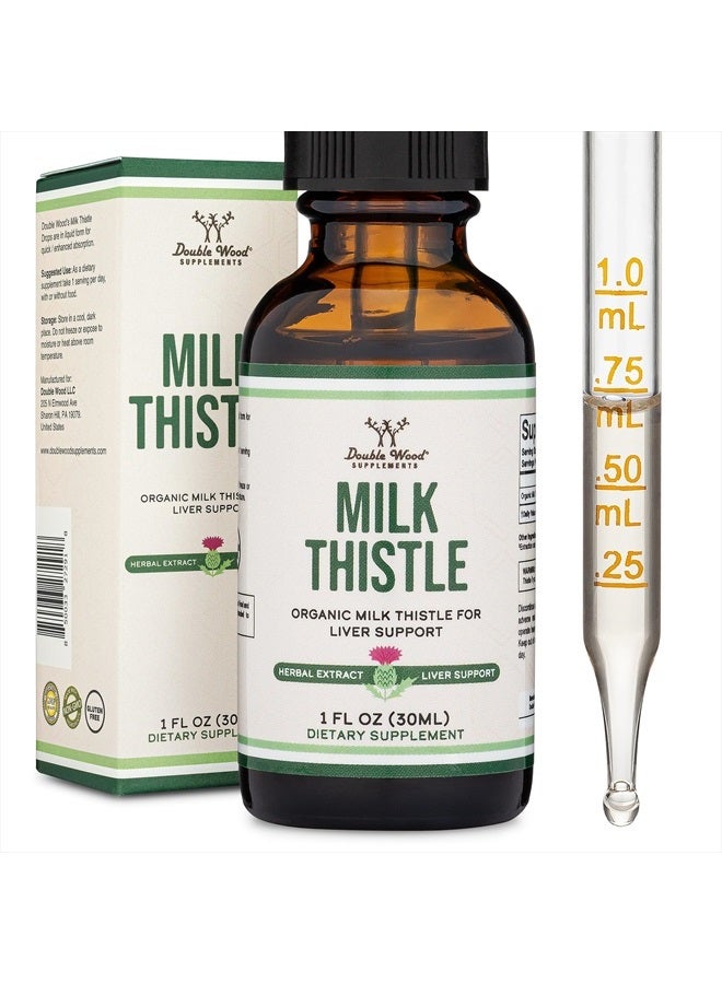 Double Wood Supplements Milk Thistle Supplement - Organic Milk Thistle Liver Detox Drops 1 FL OZ - 30 Servings (Vegan Safe, Non-GMO, Gluten Free) Perfect Addition to Milk Thistle Tea by Double Wood  - Image 1