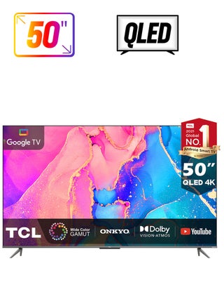 تلفزيون جوجل QLED مقاس 50 بوصة بدقة 4K مع مجموعة ألوان واسعة (WCG) 50C635 أسود 50C635 أسود