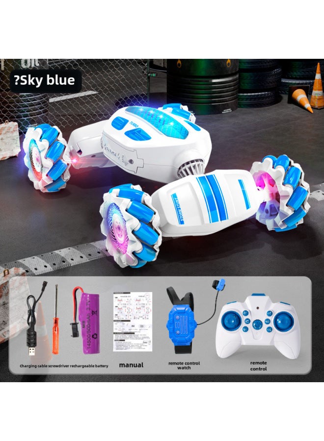 إسكدنيا سيارة سباق ملتوية بإضاءة تحريضية تعمل بالتحكم عن بعد، سيارة Rc للتسلق على الطرق الوعرة، دفع رباعي، تشوه تشوه الانجراف، سيارة سباق - اللون: أزرق، تحكم مزدوج 【مع ساعة】 موسيقى خفيفة - Image 1