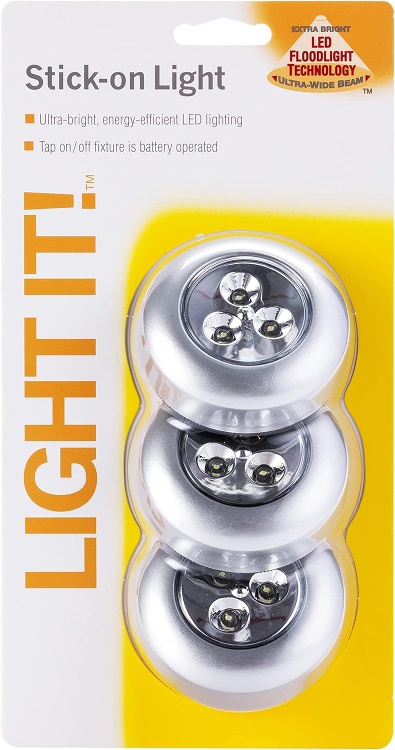 Light It ! by Fulcrum, 30010-301 Stick-On Light, Silver, 3 Pack - Image 5