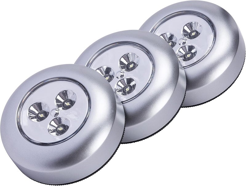 Light It ! by Fulcrum, 30010-301 Stick-On Light, Silver, 3 Pack - Image 1