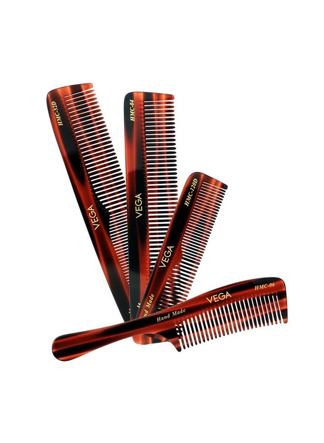 Vega Set Of 4 Hand Made Hair Comb, (India'S No.1* Hair Comb Brand)For Men And Women (Hmcs-04)  - Image 1