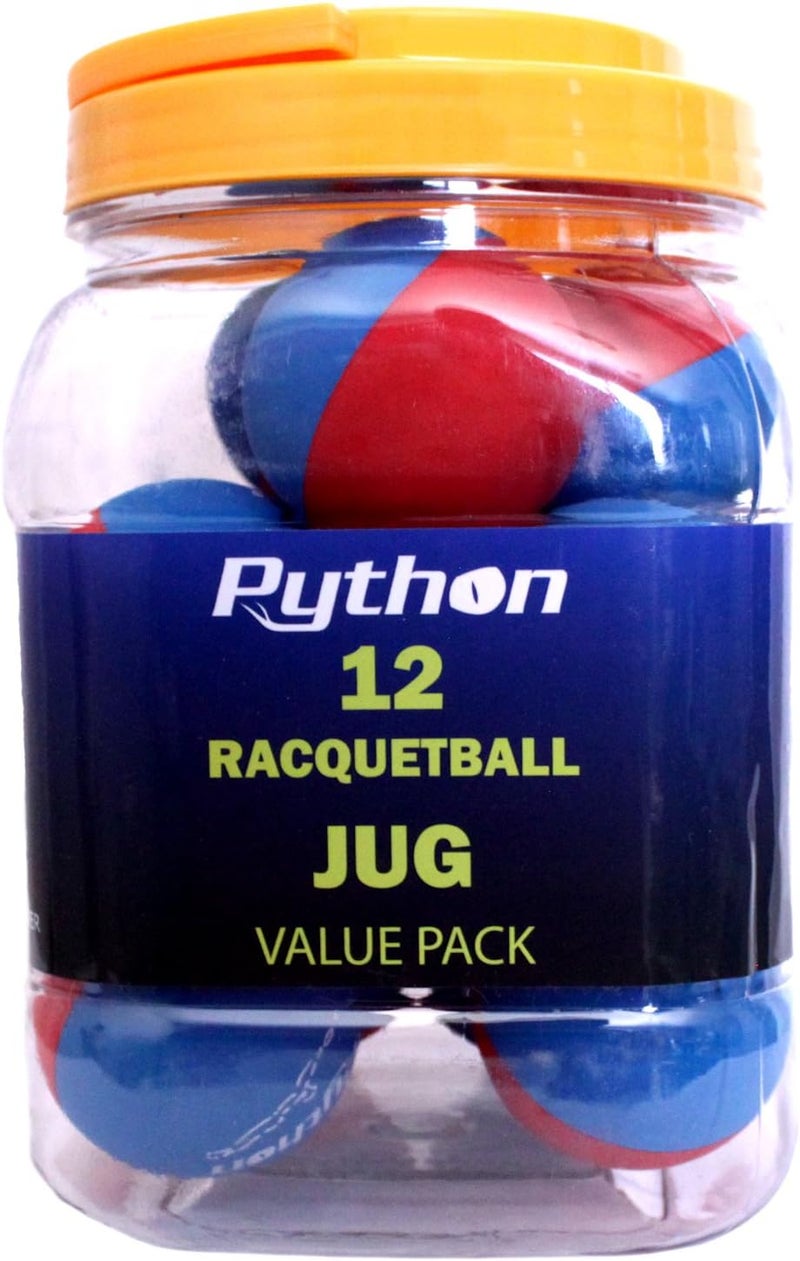 Python Racquetball Python RG Multi Colored Racquetballs (Value Pack - 12 Ball Jug/Endorsed by Racquetball Legend Ruben Gonzalez!) - Image 1