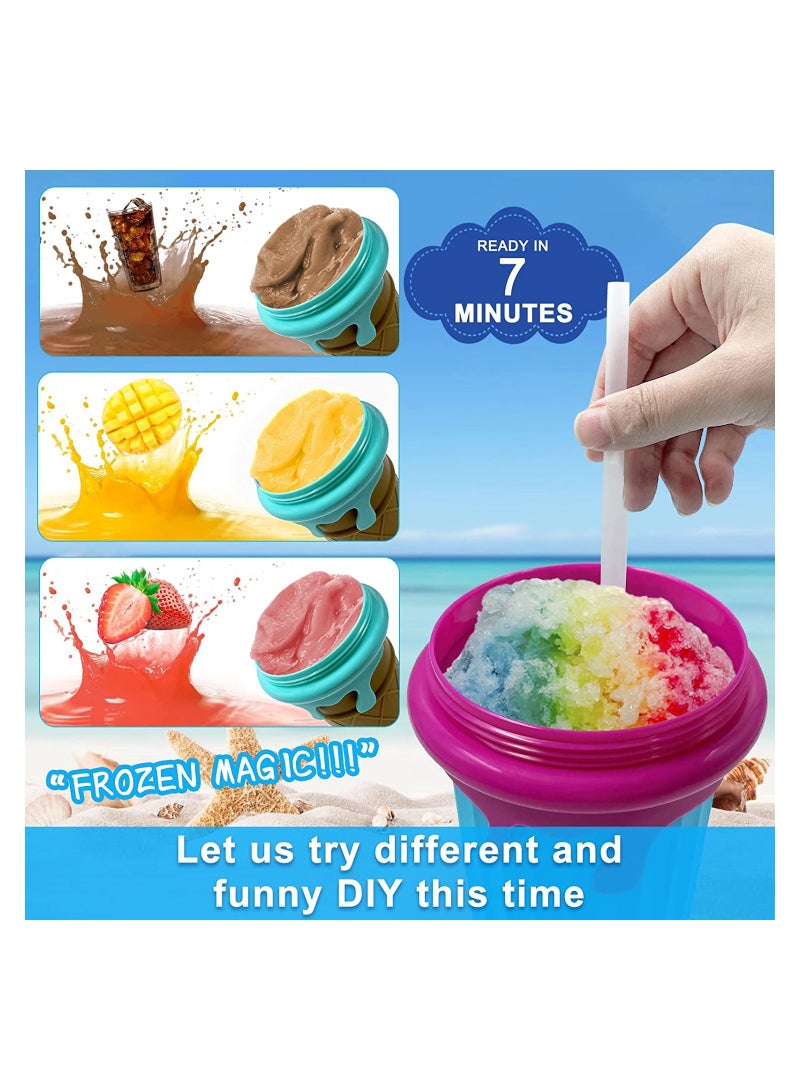SYOSI Slushy Maker Ice Cup Travel Portable Double Layer Silica Cup Pinch Cup Hot Summer Cooler Smoothie Silicon Cup Pinch into Ice Children's Adult Slushy Ice Cup  - Image 4