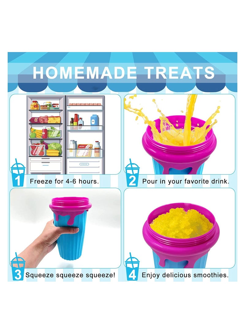 SYOSI Slushy Maker Ice Cup Travel Portable Double Layer Silica Cup Pinch Cup Hot Summer Cooler Smoothie Silicon Cup Pinch into Ice Children's Adult Slushy Ice Cup  - Image 2