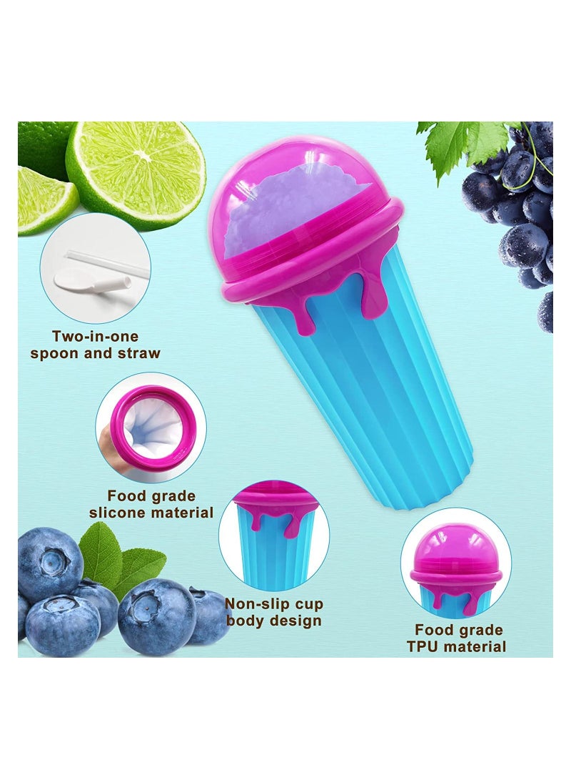 SYOSI Slushy Maker Ice Cup Travel Portable Double Layer Silica Cup Pinch Cup Hot Summer Cooler Smoothie Silicon Cup Pinch into Ice Children's Adult Slushy Ice Cup  - Image 3