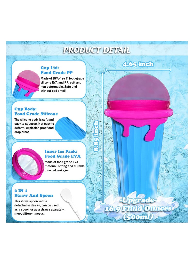 SYOSI Slushy Maker Ice Cup Travel Portable Double Layer Silica Cup Pinch Cup Hot Summer Cooler Smoothie Silicon Cup Pinch into Ice Children's Adult Slushy Ice Cup  - Image 5