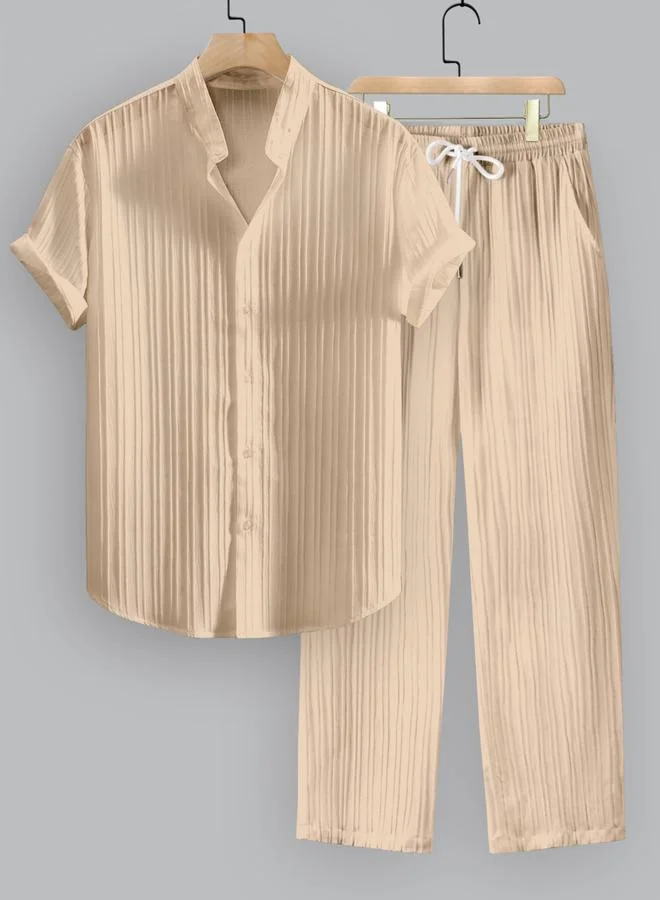 تايك تو طقم منسق من بنطال وقميص بتفاصيل بارزة الملمس