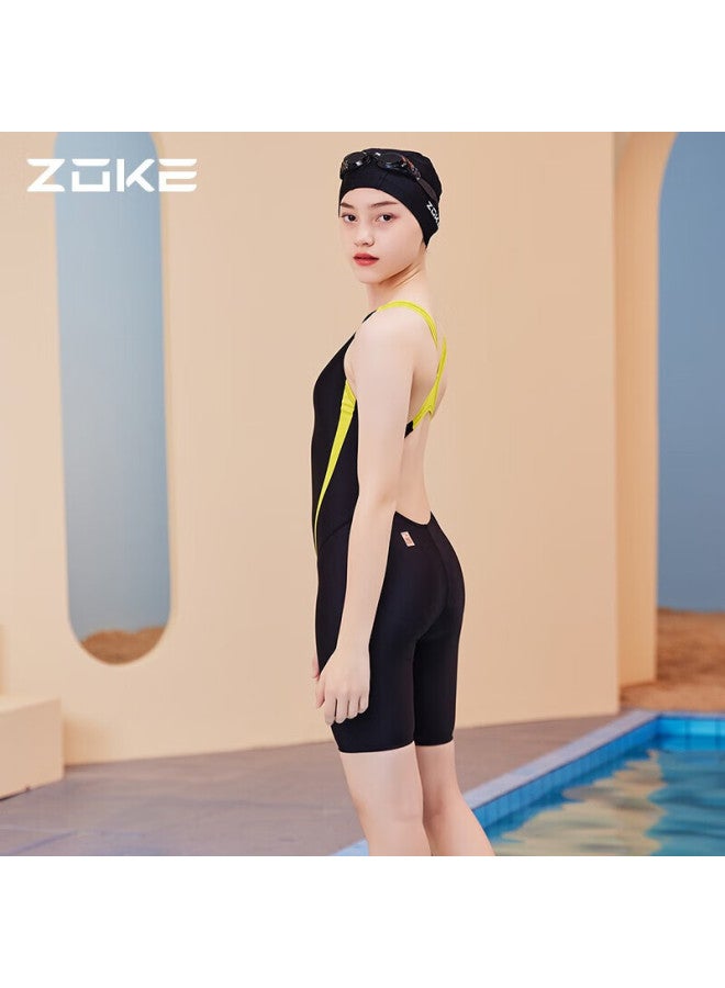 Zoke Children's Swimsuit, One-piece For Girls, Professional Compeive Training, Comfortable, 121525887, Black/yellow, Size 12 - Image 5