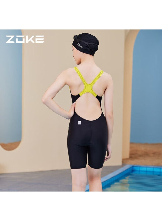 Zoke Children's Swimsuit, One-piece For Girls, Professional Compeive Training, Comfortable, 121525887, Black/yellow, Size 12 - Image 4