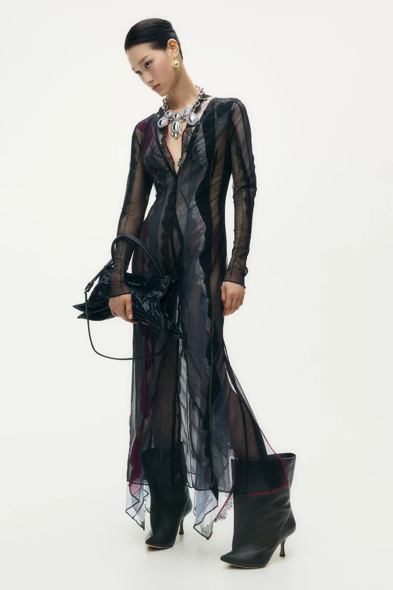 اتش اند ام فستان شبكي بطبقات