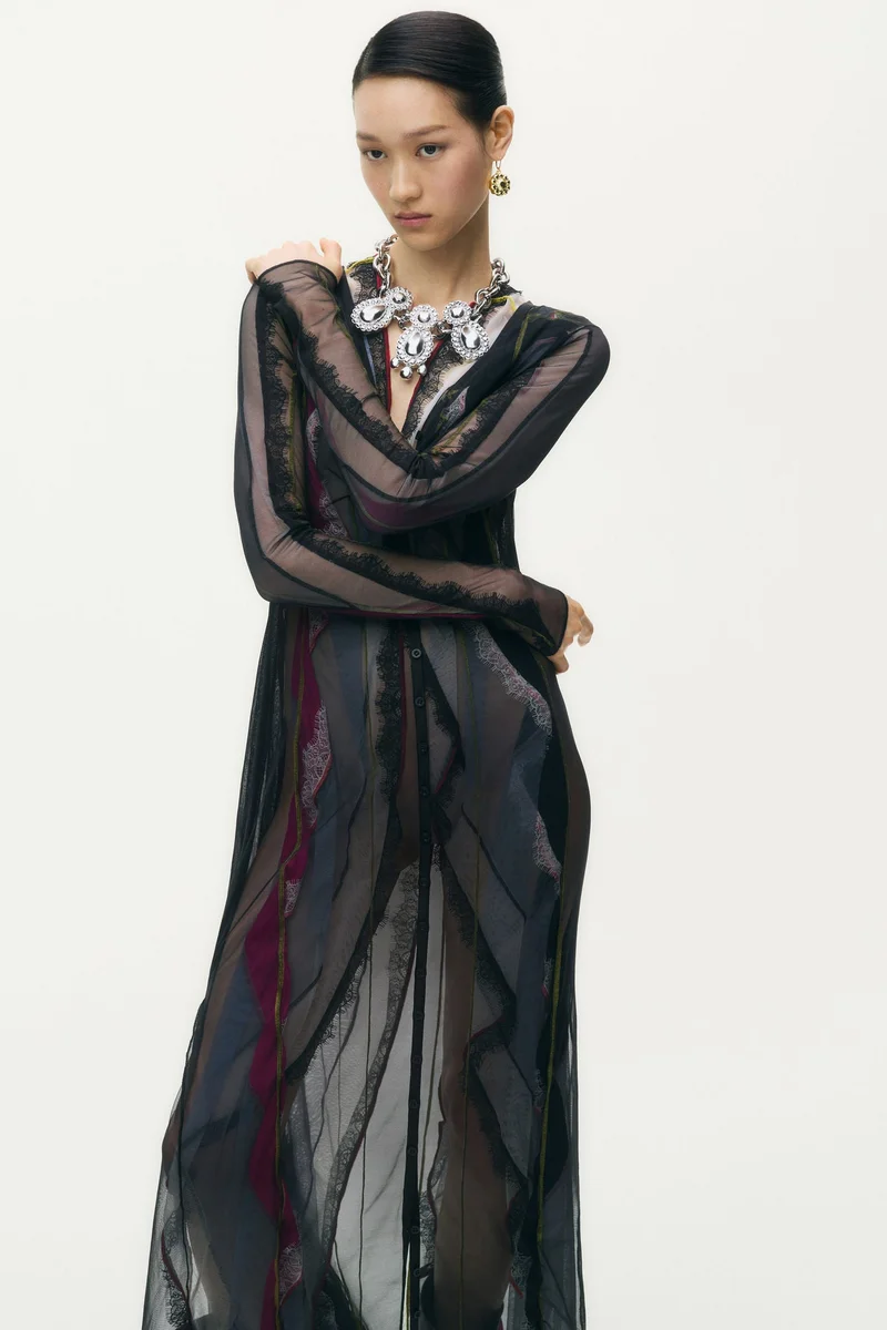 اتش اند ام فستان شبكي بطبقات