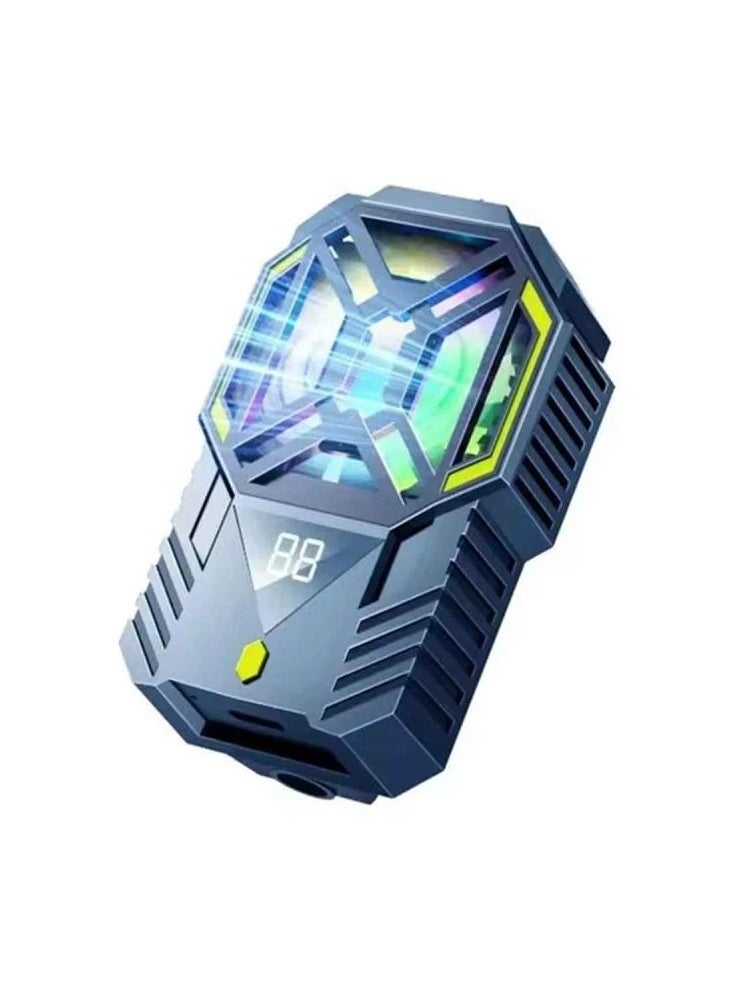 Dy88 mobile phone cooling fan with built-in battery for Android and iPhone phones reduces the phone temperature when using heavy games such as PUBG