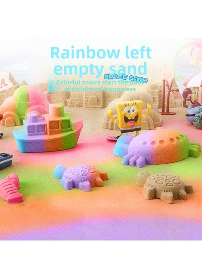Net Red Space Sand Rainbow Sand Suit Safe Non-toxic Non-sticky Hand Children's Magic Power Starry Sky Sand Toys Wholesale-Specifications:MS-12T House Suit [1000g Sand Biscuit Snack Mold Ice Cream Mold Star Seal Cake 6-piece Suitcase]]  - Image 2