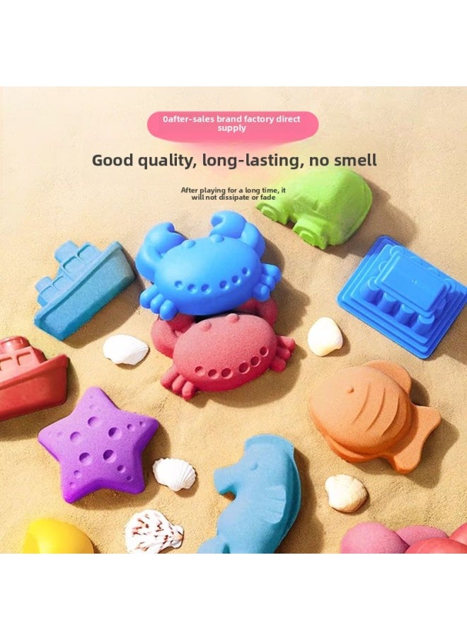 Net Red Space Sand Rainbow Sand Suit Safe Non-toxic Non-sticky Hand Children's Magic Power Starry Sky Sand Toys Wholesale-Specifications:MS-12T House Suit [1000g Sand Biscuit Snack Mold Ice Cream Mold Star Seal Cake 6-piece Suitcase]]  - Image 3