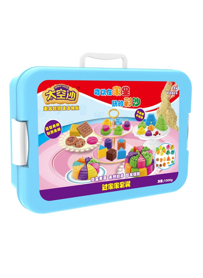 Net Red Space Sand Rainbow Sand Suit Safe Non-toxic Non-sticky Hand Children's Magic Power Starry Sky Sand Toys Wholesale-Specifications:MS-12T House Suit [1000g Sand Biscuit Snack Mold Ice Cream Mold Star Seal Cake 6-piece Suitcase]]  - Image 1