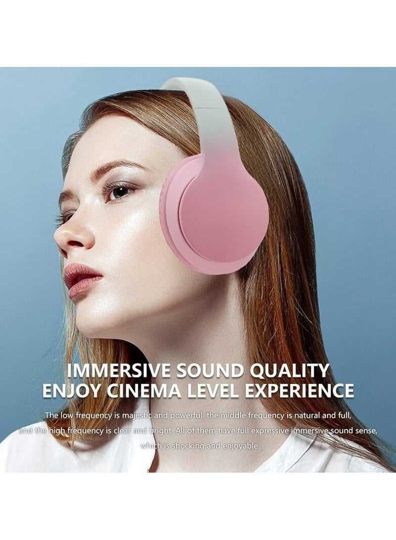 caijin Wireless Bluetooth Noise Cancelling Headphones, Gradient Macaron Colors, Head-Mounted, with Microphone, Gaming Headphones, Cute Christmas Gift for Kids, Suitable for Travelers and Music Lovers - Image 2