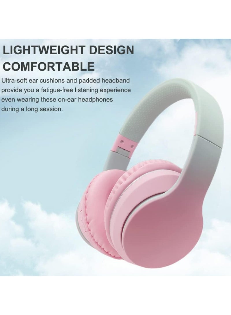caijin Wireless Bluetooth Noise Cancelling Headphones, Gradient Macaron Colors, Head-Mounted, with Microphone, Gaming Headphones, Cute Christmas Gift for Kids, Suitable for Travelers and Music Lovers - Image 3
