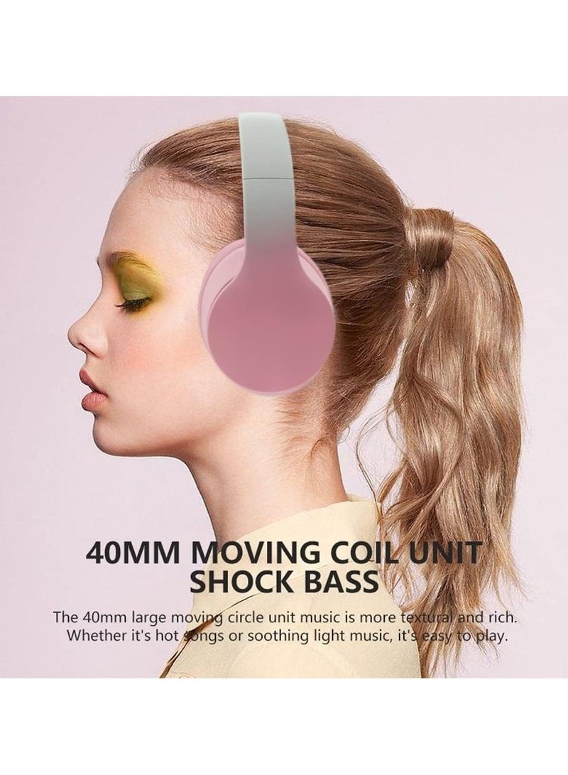 caijin Wireless Bluetooth Noise Cancelling Headphones, Gradient Macaron Colors, Head-Mounted, with Microphone, Gaming Headphones, Cute Christmas Gift for Kids, Suitable for Travelers and Music Lovers - Image 4