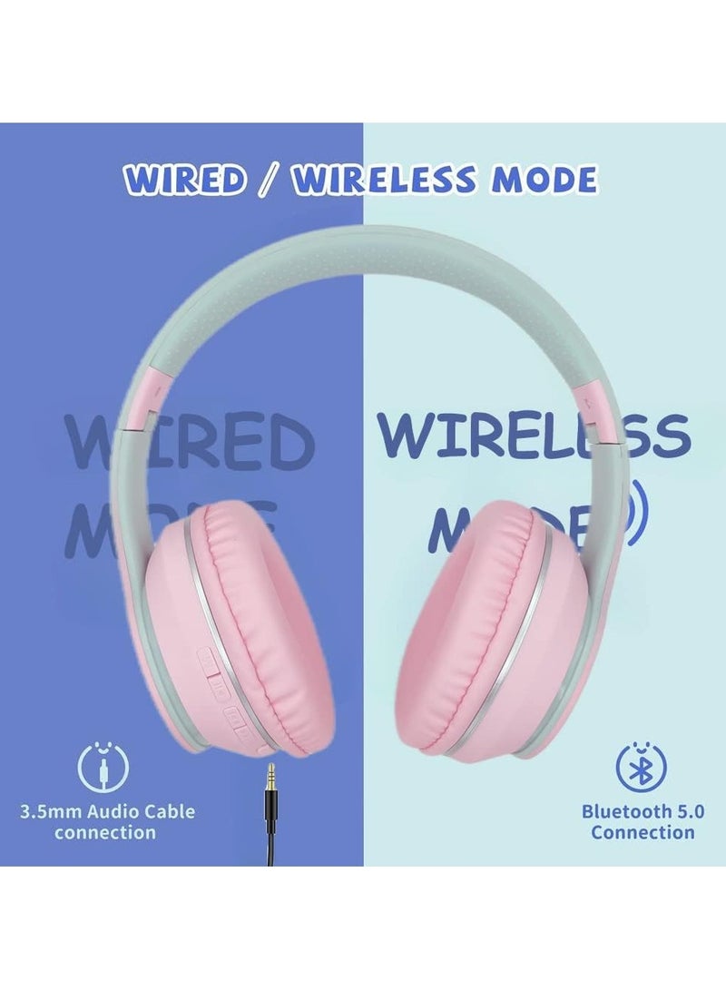 caijin Wireless Bluetooth Noise Cancelling Headphones, Gradient Macaron Colors, Head-Mounted, with Microphone, Gaming Headphones, Cute Christmas Gift for Kids, Suitable for Travelers and Music Lovers - Image 5