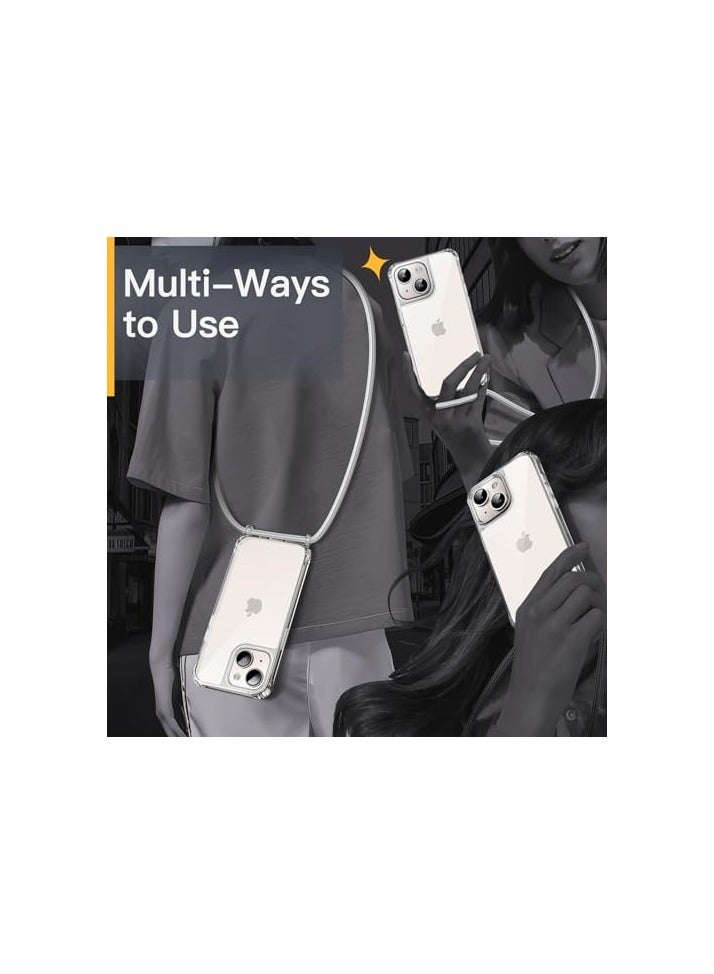 JETech Crossbody Case for iPhone 14 Plus 6.7-Inch with Adjustable Lanyard Strap, Clear Transparent Anti-Yellowing Shockproof Protective Phone Cover with Neck Cord (Starlight) - Image 3