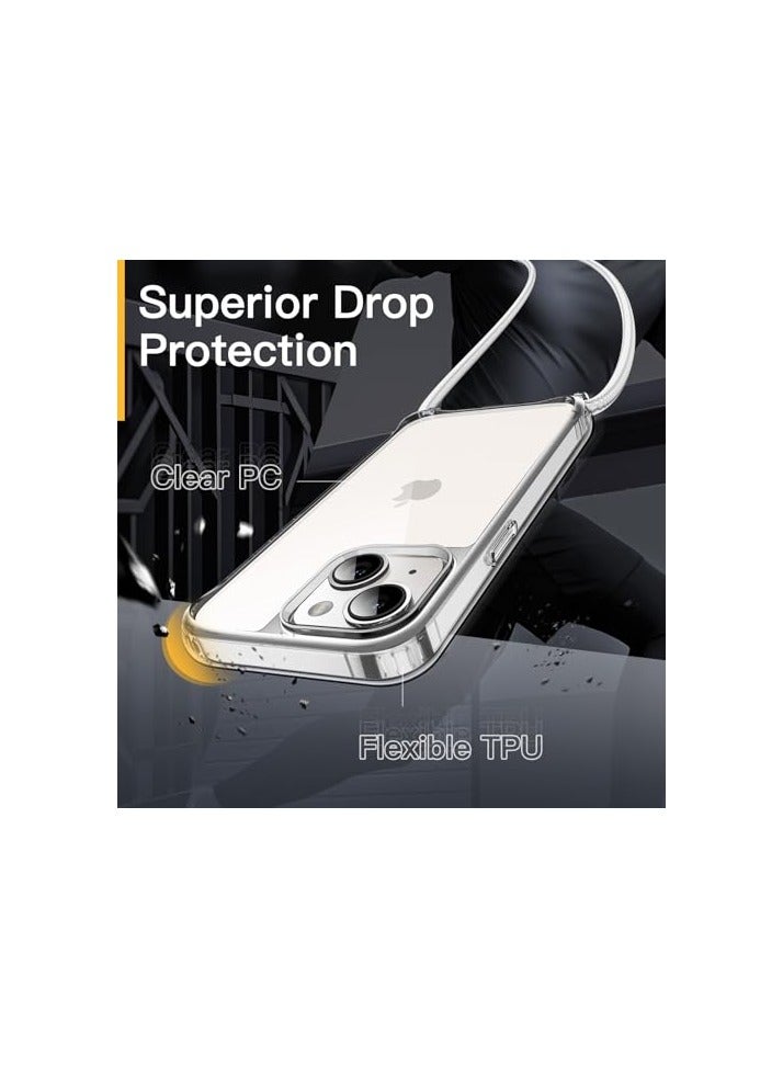 JETech Crossbody Case for iPhone 14 Plus 6.7-Inch with Adjustable Lanyard Strap, Clear Transparent Anti-Yellowing Shockproof Protective Phone Cover with Neck Cord (Starlight) - Image 4