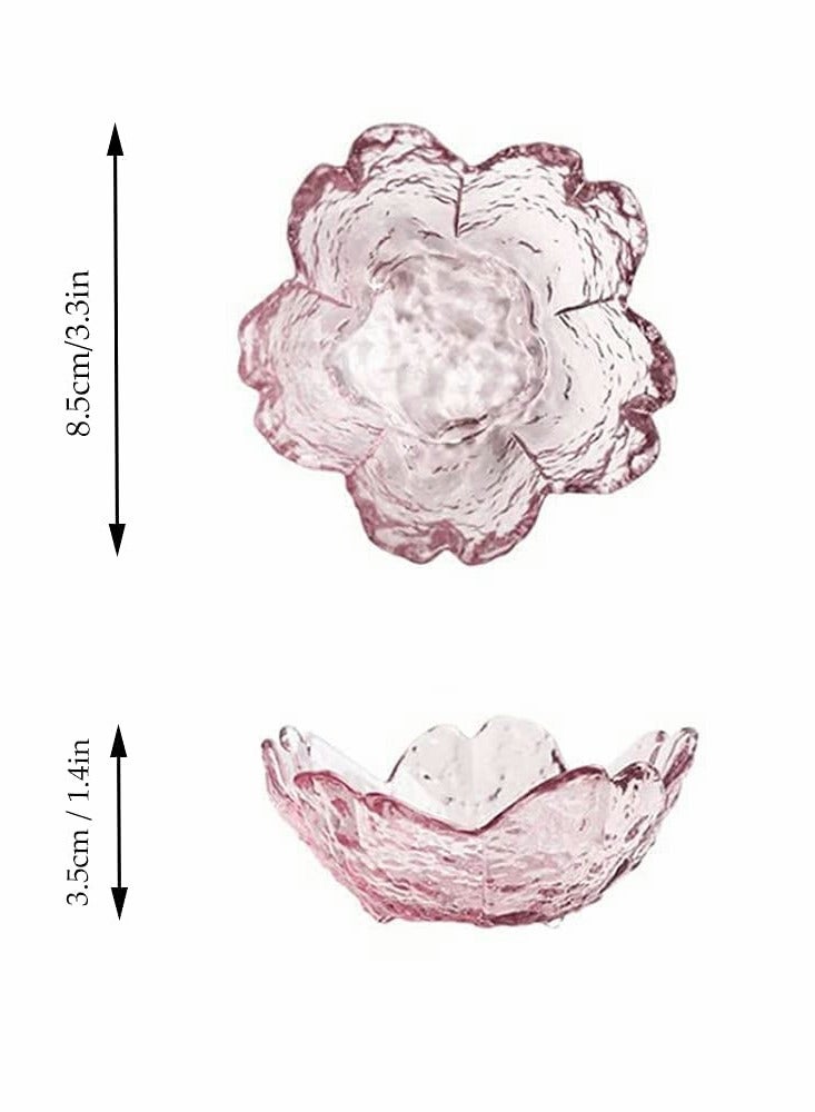 Mini Pink Cherry Blossom Dessert Bowls, Crystal Glass Snack Dishes, Tea Bag Holders, Dipping Bowls, Soy Sauce Serving Bowls, Small Candle Holders, Set of 2 - Image 2