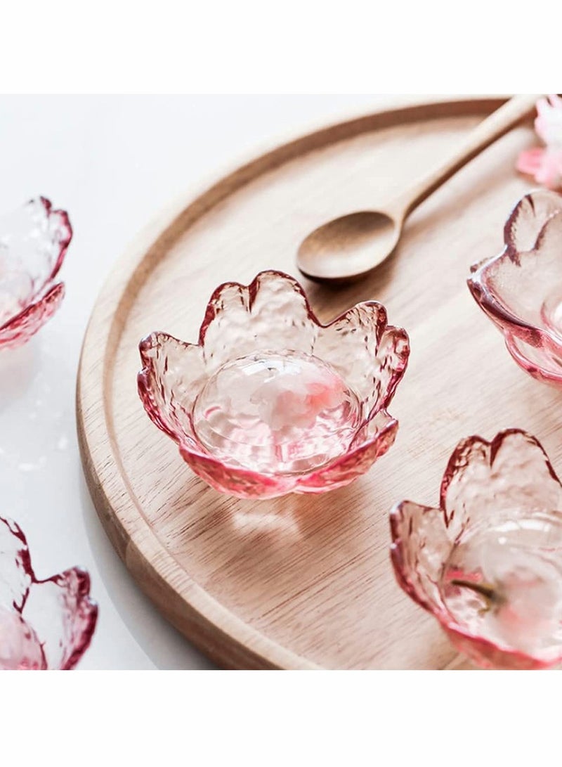 Mini Pink Cherry Blossom Dessert Bowls, Crystal Glass Snack Dishes, Tea Bag Holders, Dipping Bowls, Soy Sauce Serving Bowls, Small Candle Holders, Set of 2 - Image 5