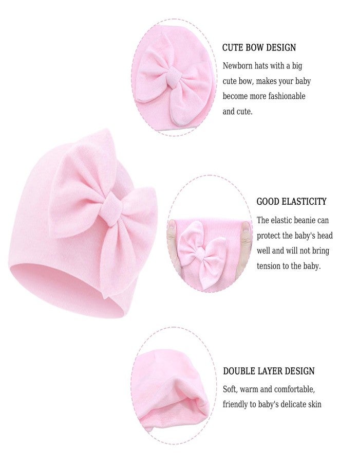 Fecawd Newborn Baby Hats Mittens Sets Bow Infant Caps Gloves No Scratch Mitten Beanie Set for 0-6 Months Girls (Grey) - Image 2