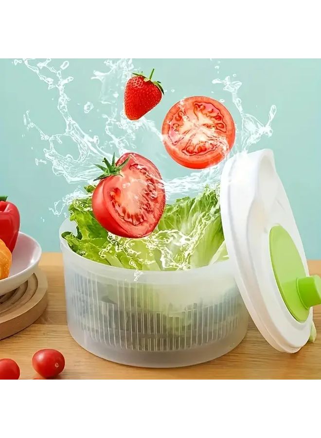 Blue Manual Salad Spinner Heavy Duty Plastic Leafy Vegetable Washer No Electricity Hand Spin Dryer Compact Kitchen Tool - Image 5