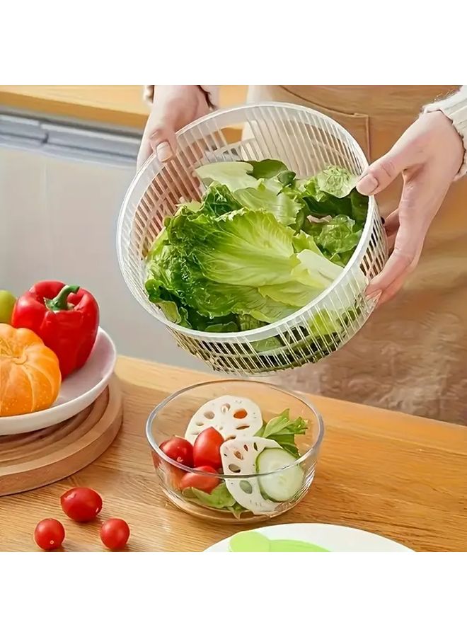Blue Manual Salad Spinner Heavy Duty Plastic Leafy Vegetable Washer No Electricity Hand Spin Dryer Compact Kitchen Tool - Image 4