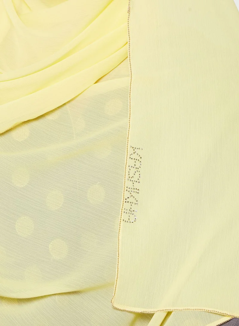 KASHKHA Chiffon Hijab With 4 Sides Chain Stitch And The Logo Studded