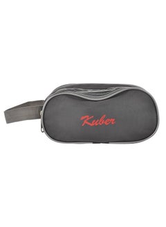Kuber Industries Kuber Industries Rexine Lightweight Travel Toiletry Bag Shaving Kit with Carrying Strap (Grey) 54KM4283  - Image 2