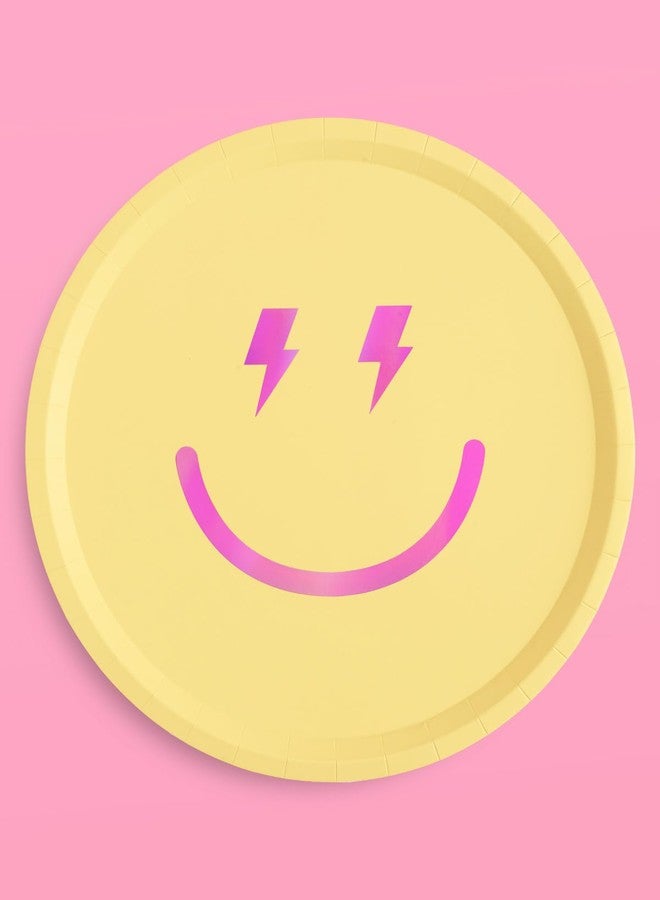 xo, Fetti Preppy Smiley Birthday Party Plates - 25 pk, 9" | Cute Supplies, Decorations, Groovy - Image 2