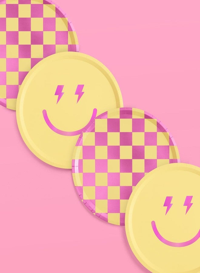 xo, Fetti Preppy Smiley Birthday Party Plates - 25 pk, 9" | Cute Supplies, Decorations, Groovy - Image 4