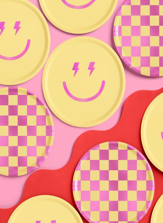 xo, Fetti Preppy Smiley Birthday Party Plates - 25 pk, 9" | Cute Supplies, Decorations, Groovy - Image 5