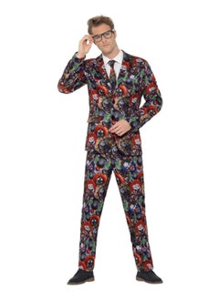 Evil Clown Suit Multi-Colored With Jacket Trouser And Tie Large