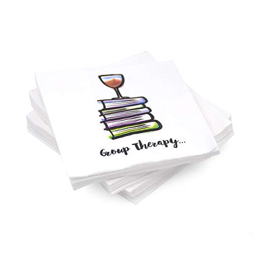 Kitschy Collective 30 Pk, "Group Therapy" Cocktail 3-Ply Paper Party Napkins for Book Club, Wine Night, Womens Group, Galentine's Day or Girls Night - Image 1